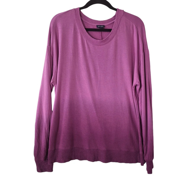 Splendid XL Light Orchid Ombre Dip Dye Crew Neck Pullover Long Sleeve Top - Picture 4 of 12